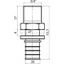 Переходник Stout SFA 0001 20xR 3/4, аксиальный, с наружной резьбой