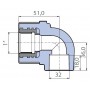 Угольник Ekoplastik 90° 32x1 внутренняя резьба